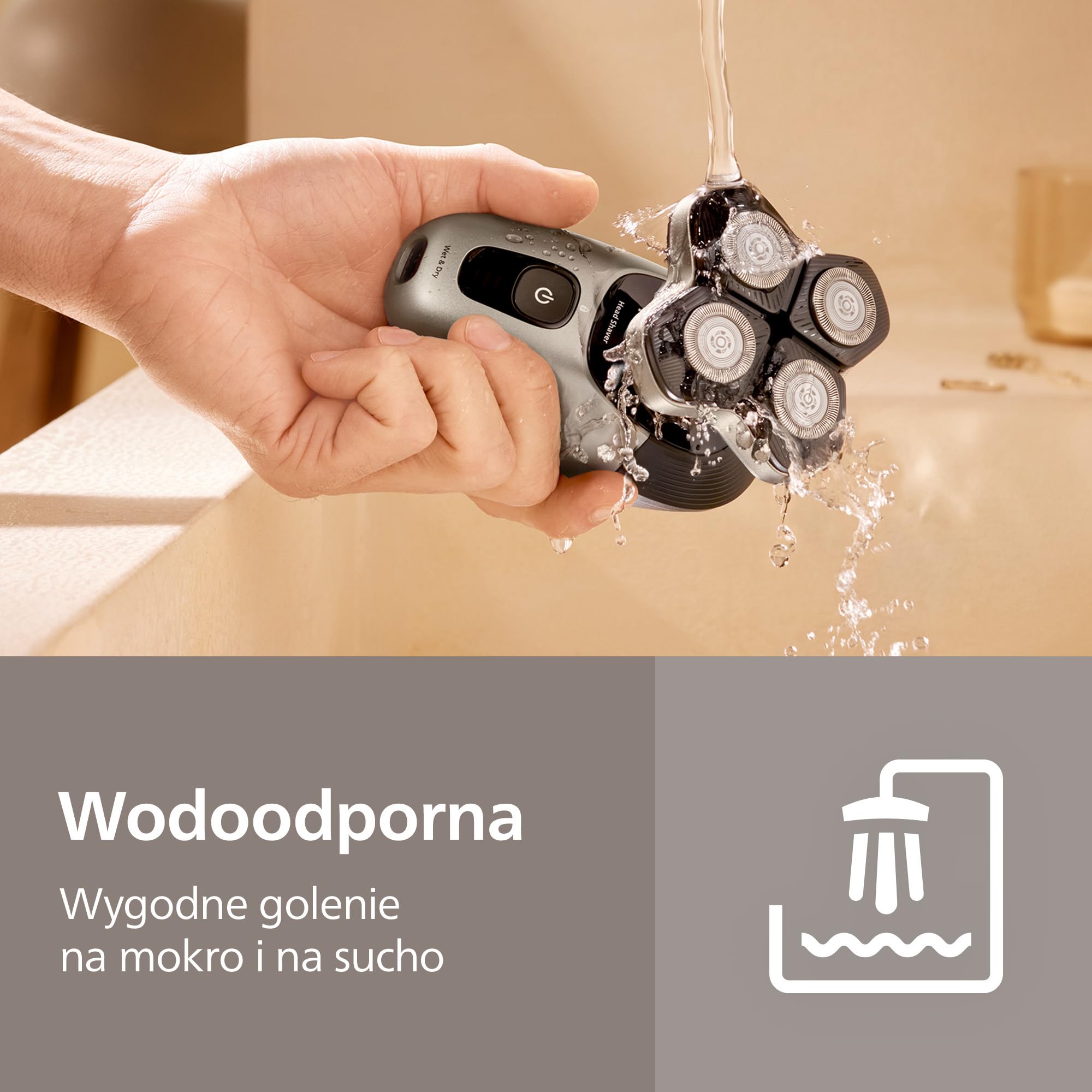 Philips Head Shaver Pro 9000 – golarka do głowy, głowica 360° Flexing Head i ostrza ComfortCut zapewniają dokładne golenie i są delikatne dla skóry, idealny prezent, model HS9980/15