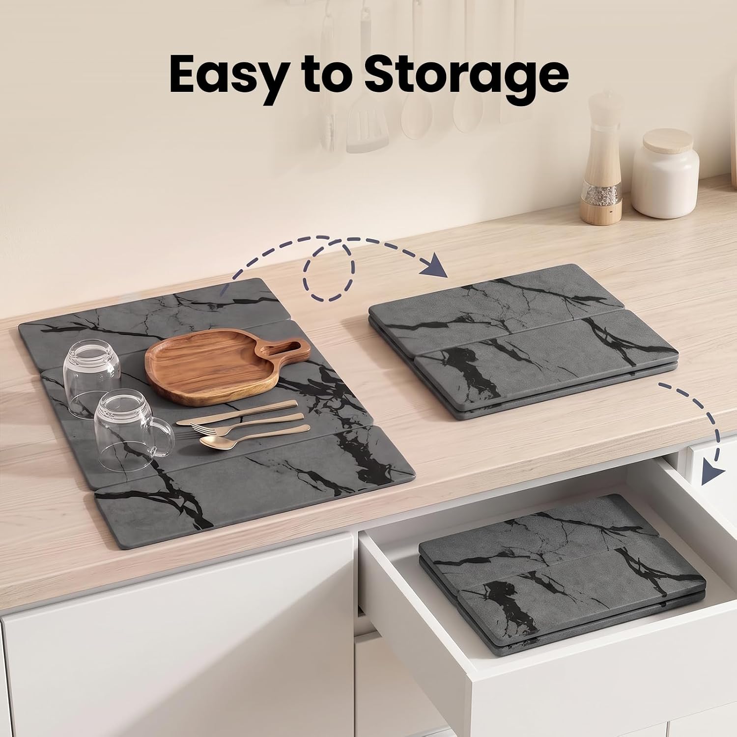Newise Stone Drying Mat for Kitchen Counter, Quick Dry Stone Dishes Mats