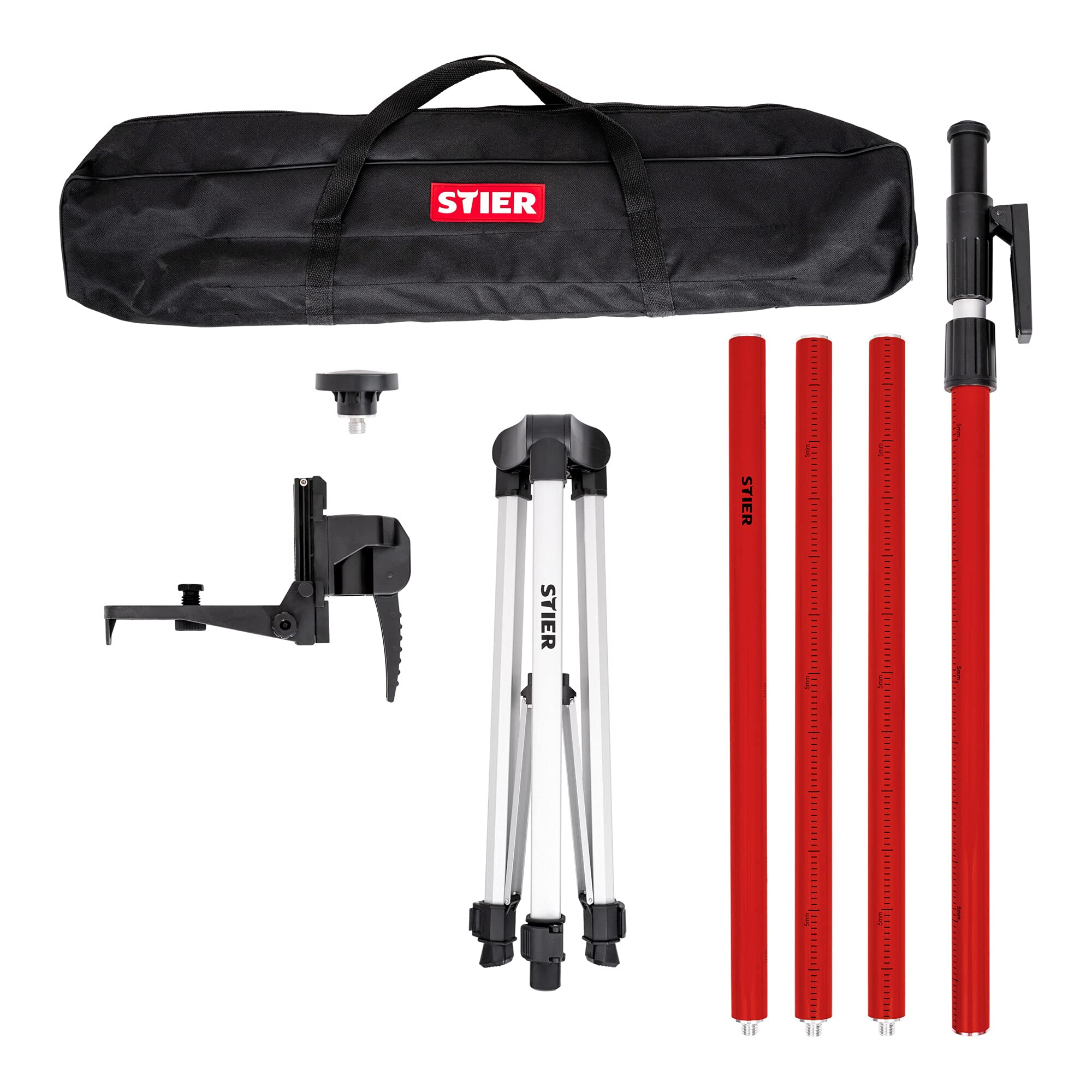 Tige télescopique STIER pour laser à lignes croisées de 360 cm, appareils de mesure laser et accessoires, 20 à 365 cm de hauteur, support télescopique pour les appareils de nivellement, compatible