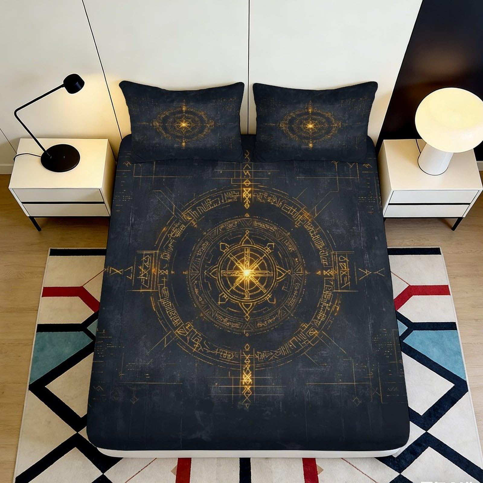 3D Printed Nautical Fitted Sheet Microfiber Non-Slip Deep Pocket Maritime Mattress Fitted Cover Washable for Adults Bedroom 120x200x25cm