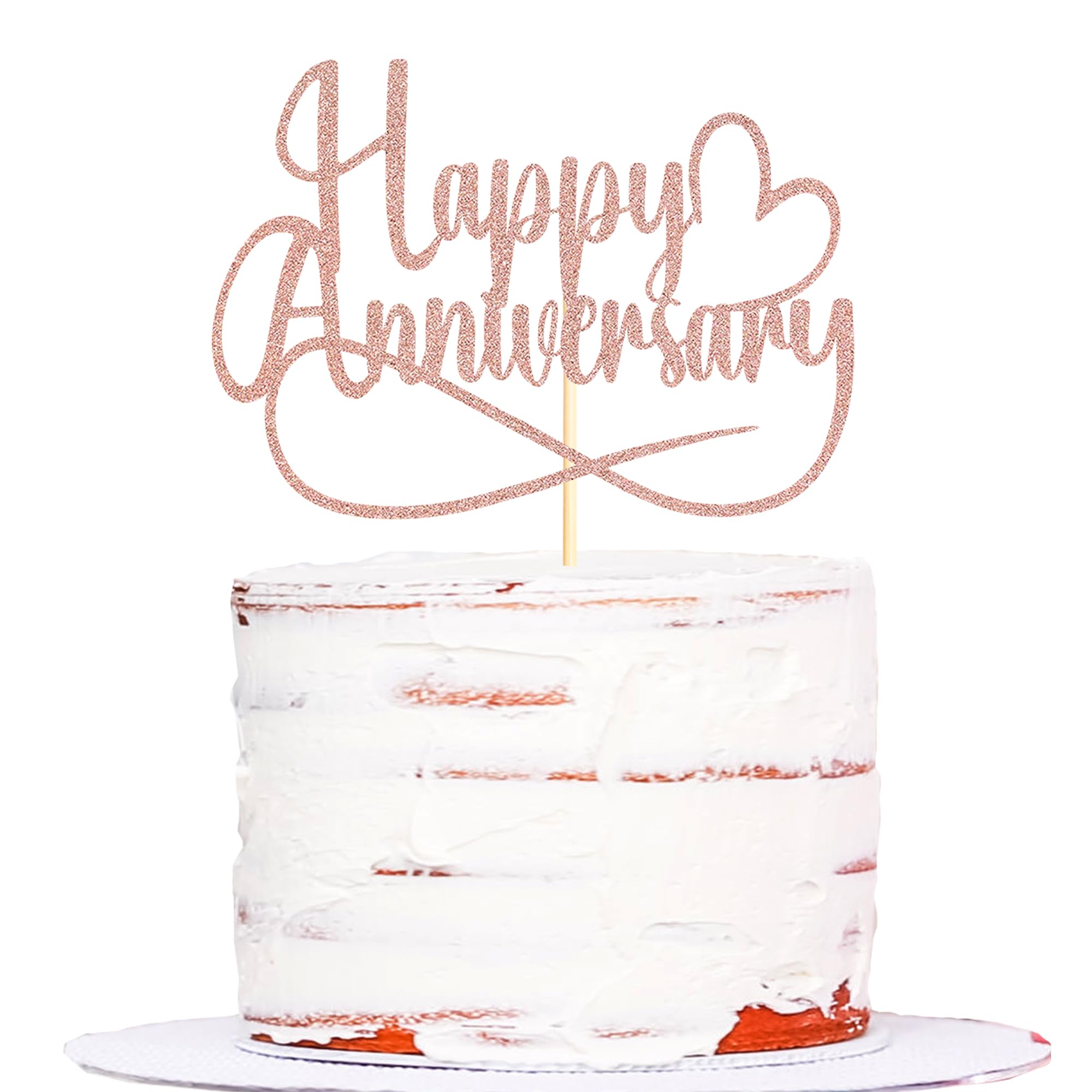 Sumerk 1 PC Rose Gold Happy Anniversary Cake Topper Wedding Anniversary Cake Decorations