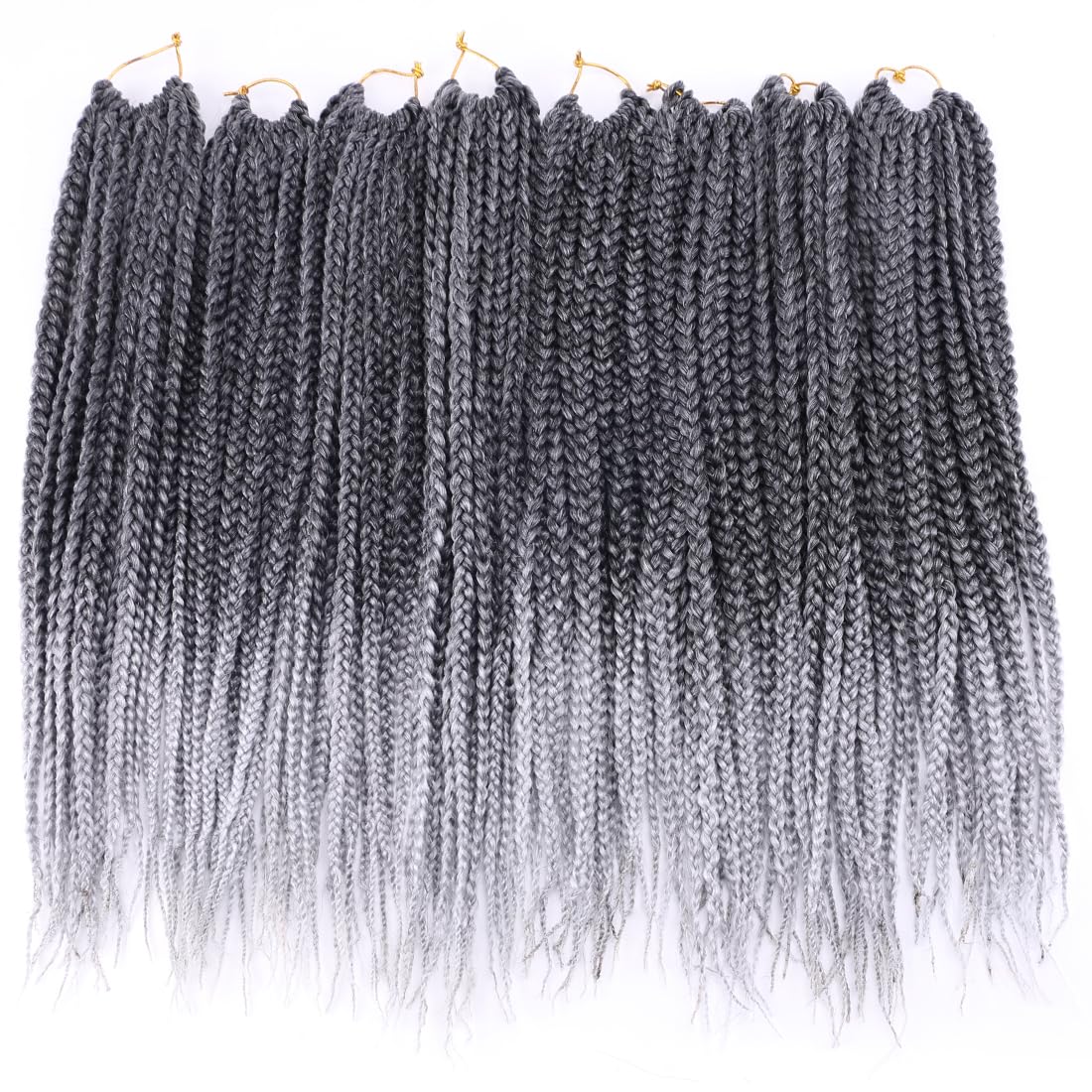 8 paquetes de trenzas de ganchillo Goddess para mujeres negras, 18 pulgadas, color gris plateado, 3 extensiones de cabello trenzado lacio sin nudos (gris #)