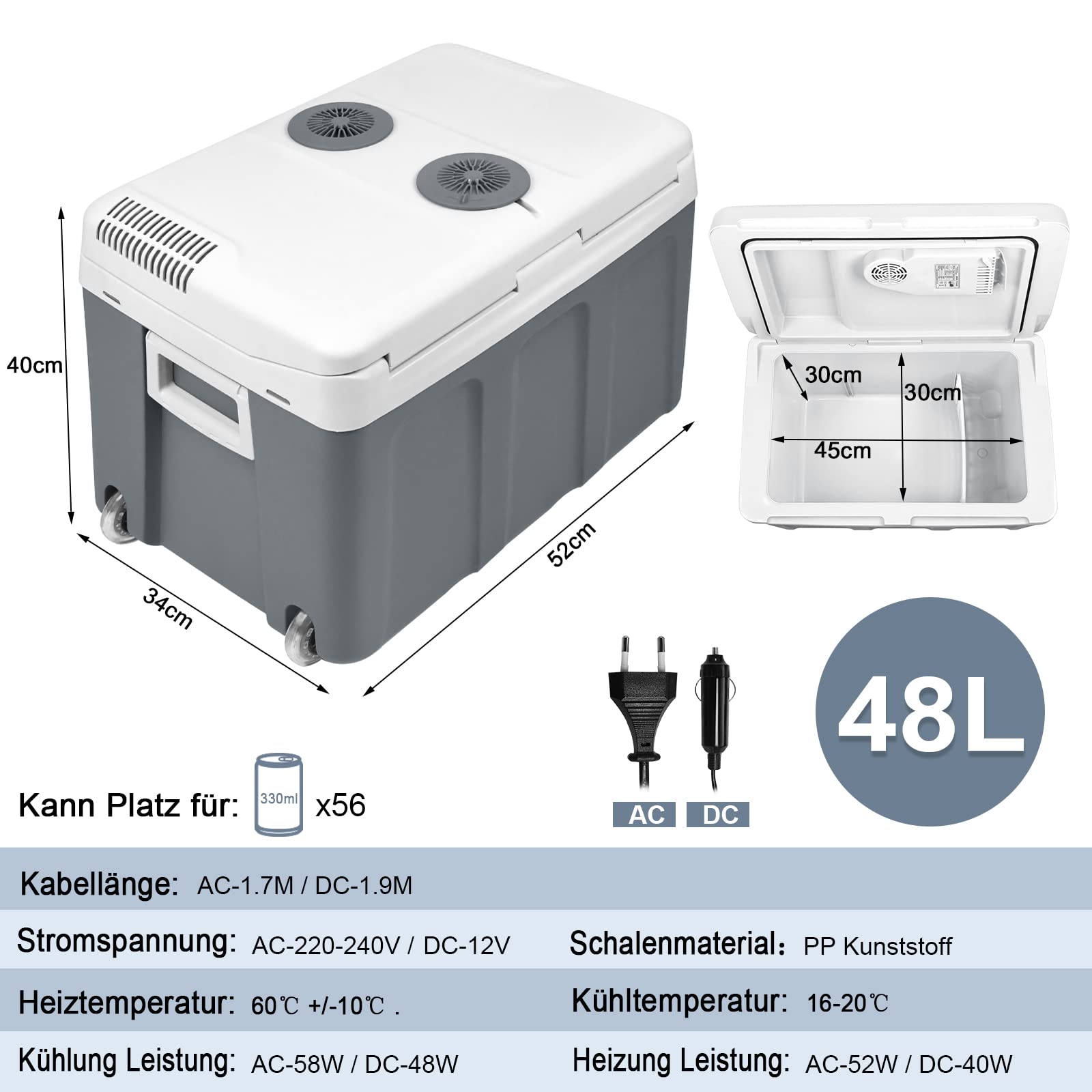 Autokoelkast, elektrische koelbox, 10L liter vriezer 12V 220V draagbare mini-reiskoelkast Heet/koud Geschikt voor vrachtwagenchauffeur, camping, picknick enz. (Color : 1