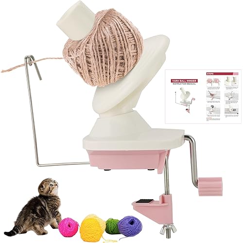 AMGSH Yarn Ball Winder Manual Winder Holder Hand-Operated Swift Yarn Fiber String Ball (Light Pink)