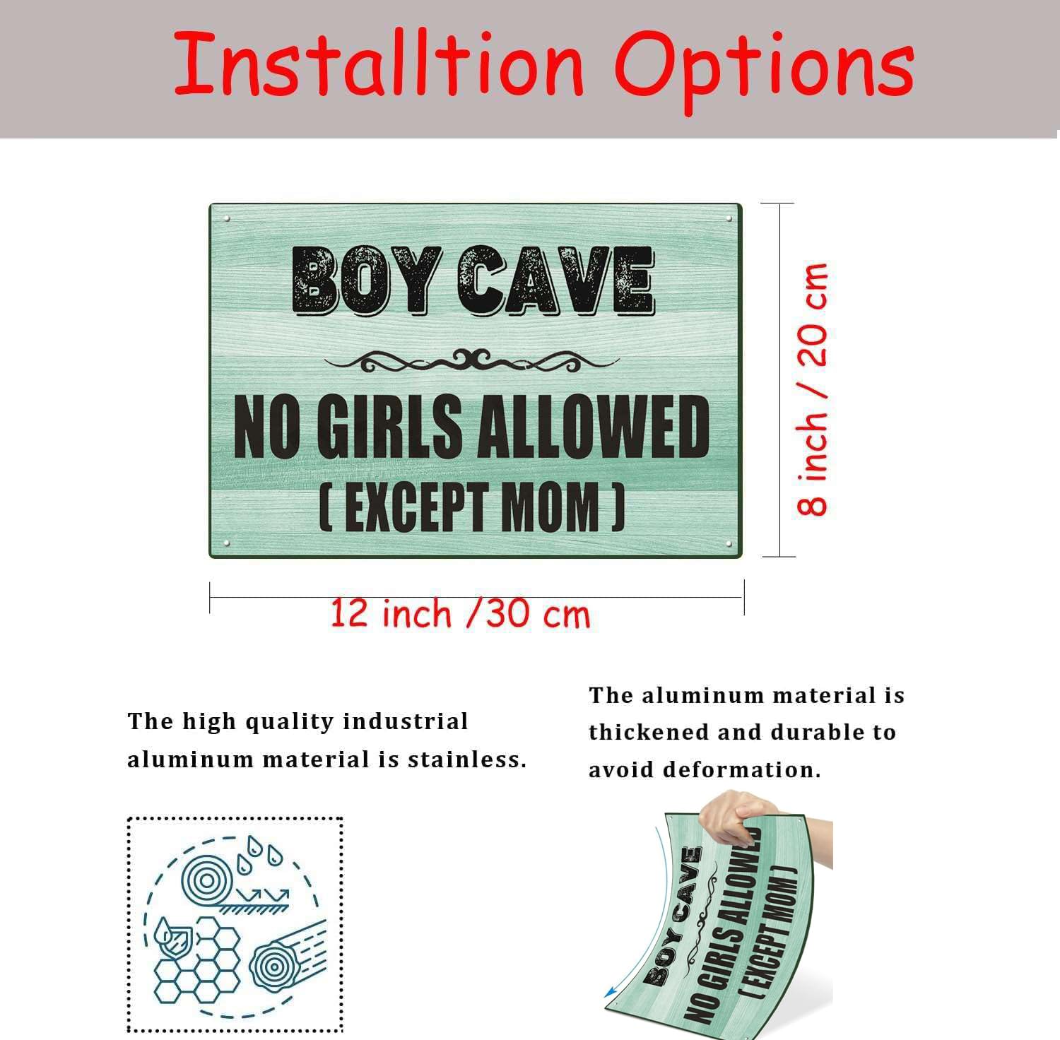 Cartello In Metallo Vintage "No Girls Allowed" – Targa Umoristica Per Cameretta 20x30 Cm