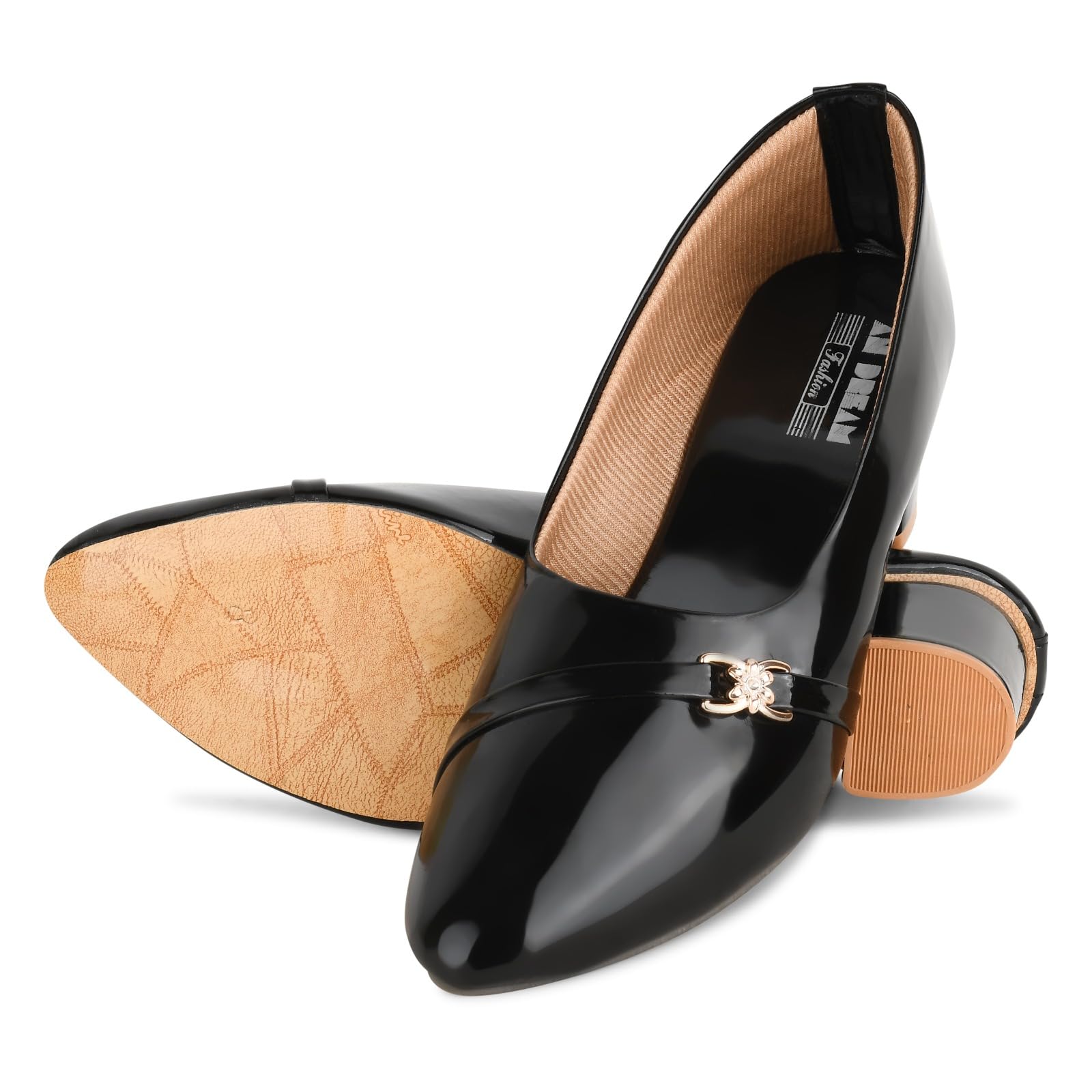AN DREAM FASHION Women Office Wear Formal Bellies Latest Ballet Heels Shoes Women Stylish Fashion Bellies (Black, UK Footwear Size System, Adult, Women, Numeric, Medium, 4) 2