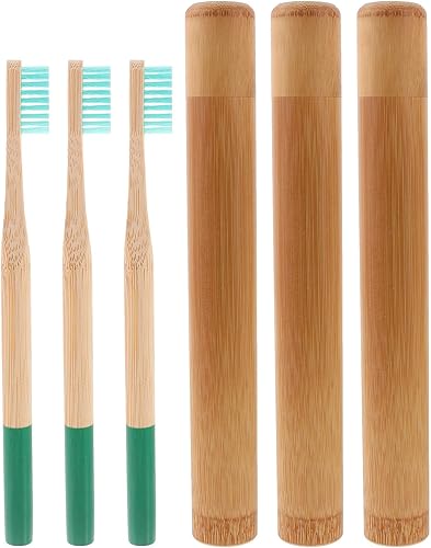 Healifty Soporte para cepillos de dientes de bambú, cubierta portátil de madera para cepillos de dientes desechables, cepillos de dientes rústicos,
