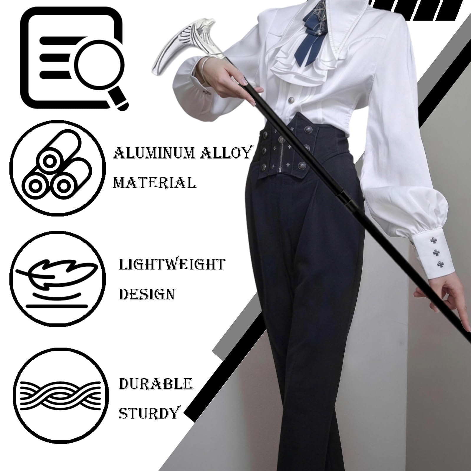 Elegante Bastón de Aleación, Bastón de Lujo de Dos Secciones para Caballeros, con Empuñadura en Forma de Cabeza de Águila, Ideal para Personas Mayores y Amantes de Las Actividades al Aire Libre.