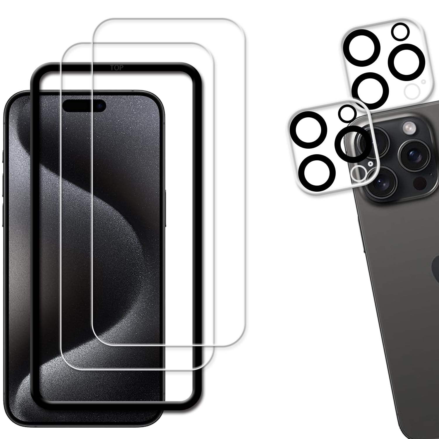 Amazon | KPNS いphone15pro max ガラスフィルム【2+2枚セット】ガイド 