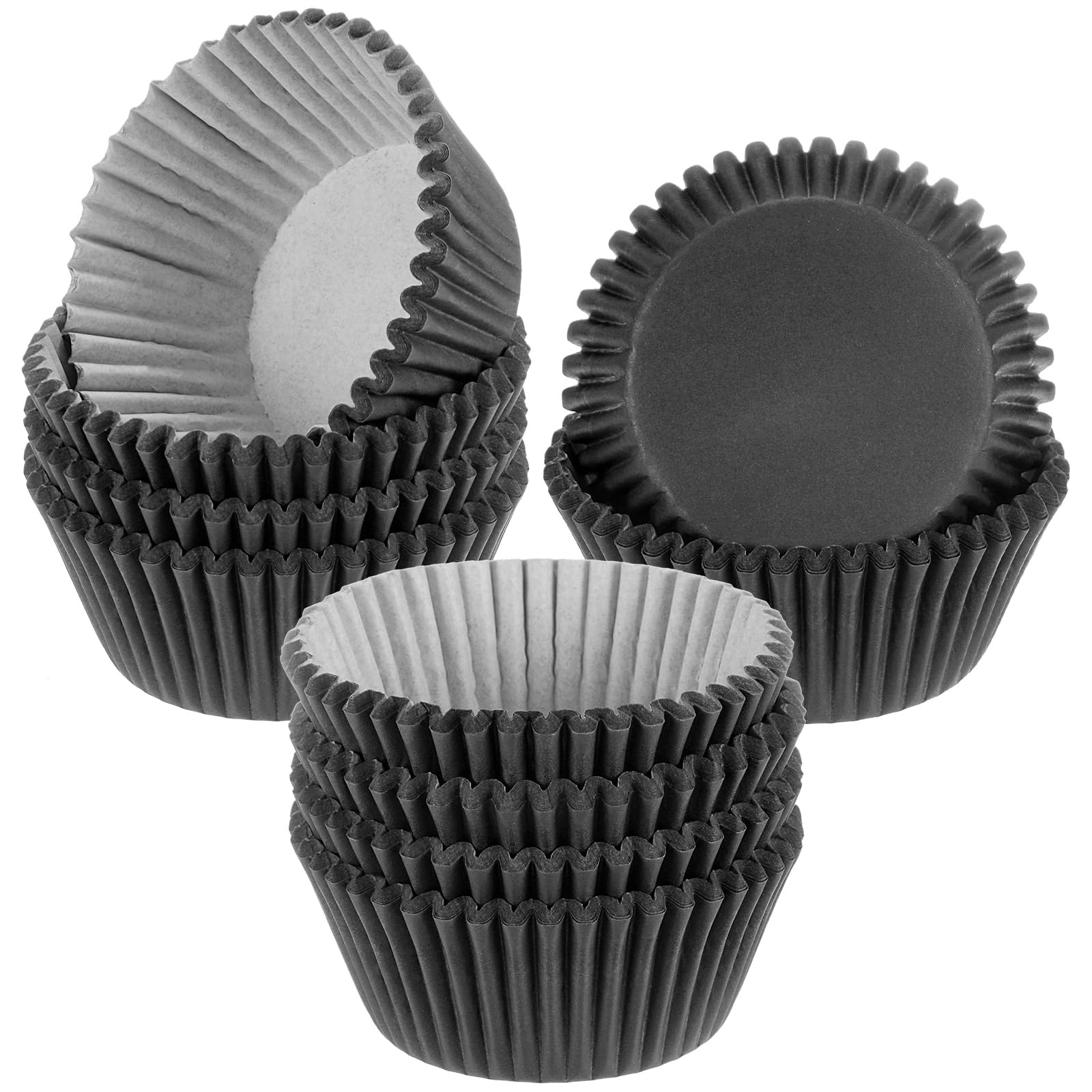 M METERXITY 200-Pack Standard Cupcake Liners for Baking, Greaseproof Cupcake Wrappers for Wedding/Birthday/Party/Christmas[Black]