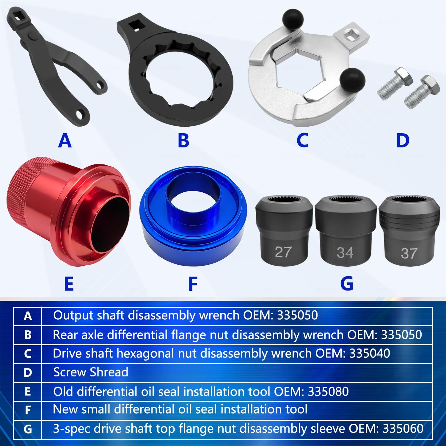 ZKTOOL Kit de herramientas para instalar y quitar diferenciales del eje de transmisión trasero, Compatible con BMW E70 E90 E91 E92 X3 X5 X6 RWD 4WD, Reemplaza 335040 335050 335060 335080 230020, con