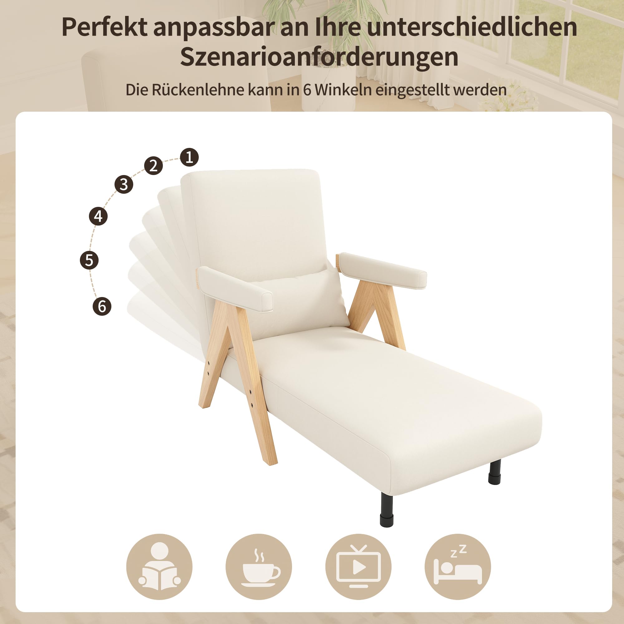 Design moderno: poltrona conversione 3 in 1 con funzione di sonno, divano letto trasformabile, poltrona pieghevole imbottita, seduta imbottita, poltrona lounge, letto singolo, adatta per soggiorno