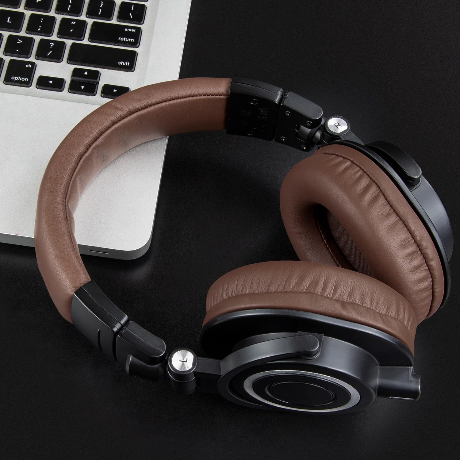 SOULWIT Ear Pads Cushions + Headband + Silicone Earpads Cover Protector, Replacement Kit for ATH M50, M50X, M50XWH, M50XBT, M50XBT2, M50S/LE Headphones, Replacement Repair Part (Coffee)