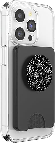 Miniatura 10 de Lindo patrón de copo de nieve de invierno para amantes de la nieve en negro PopSockets Standard PopGrip