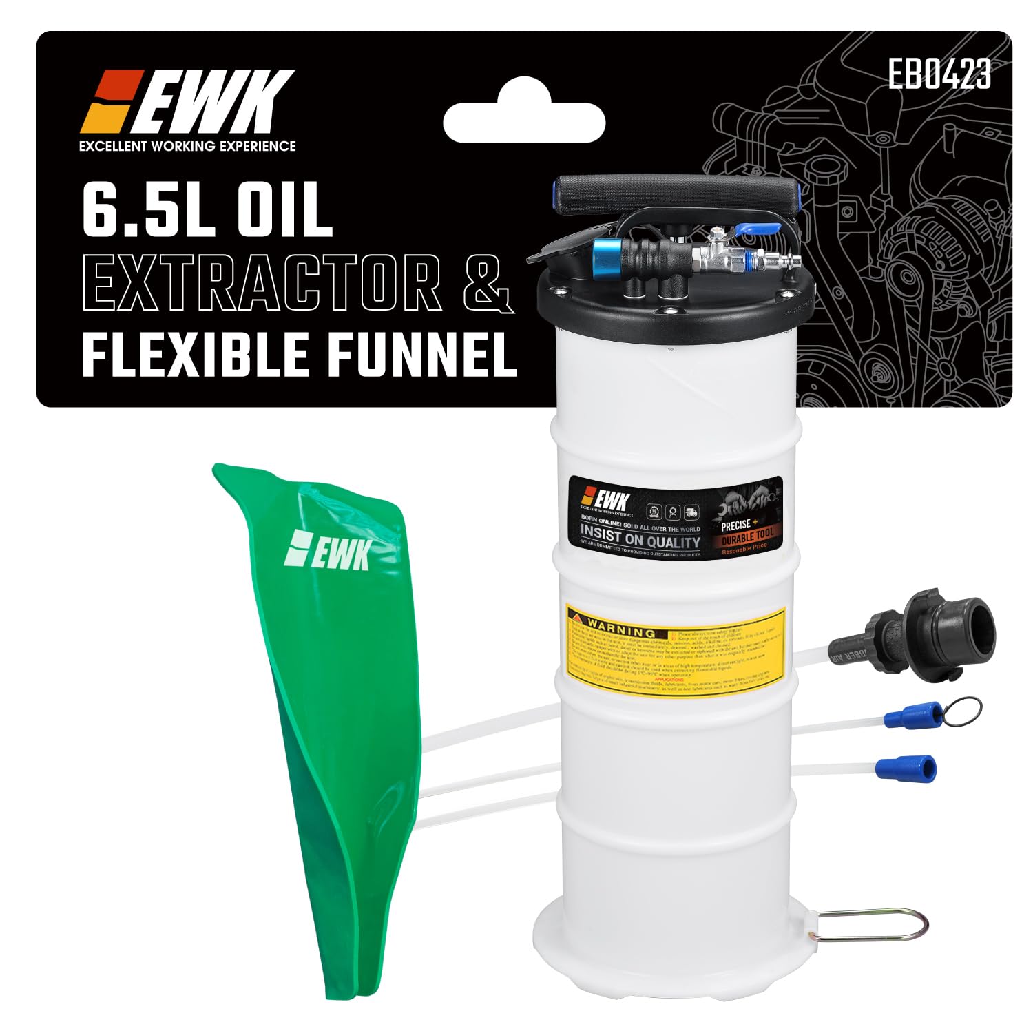 EWK 6.5L Pneumatic/Manual Fluid Extractor Pump &amp; Flexible Reusable Funnel