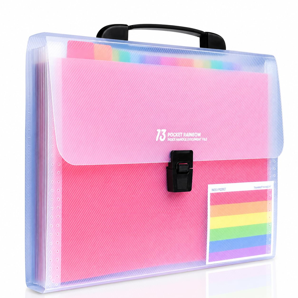 Elvara 13 Pocket Expanding File Folder with Handle and Lock, Portable Rainbow Accordion Document Organizer, Water-Resistant A4 Size Plastic Filing Envelope for Home, School, and Office