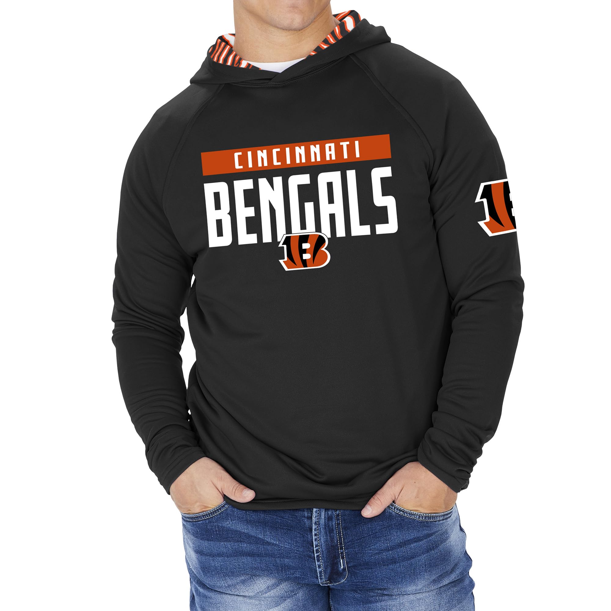 Zubaz NFL Football Men's Solid Team Hoodie with Camo Lined Hood and Sleeve Graphic — view 57