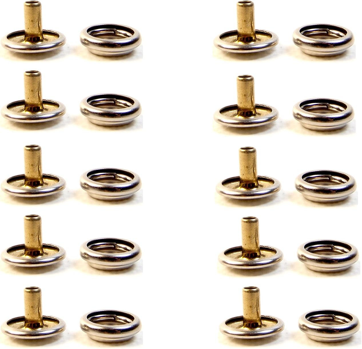 Snap Cap & Socket, Extra Long Post 5/16" Inch Nickel Plated Brass (50 Piece Set)
