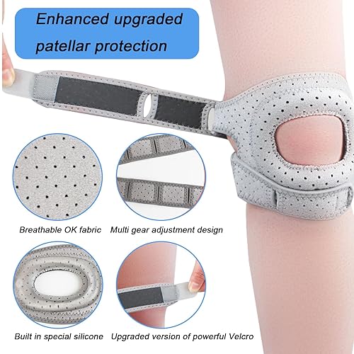 Miniatura 5 de Rodillera para mujeres y hombres, rodilleras de edición extendida mejoradas, soporte de rodilla ajustable, correa de soporte de tendón rotuliano,