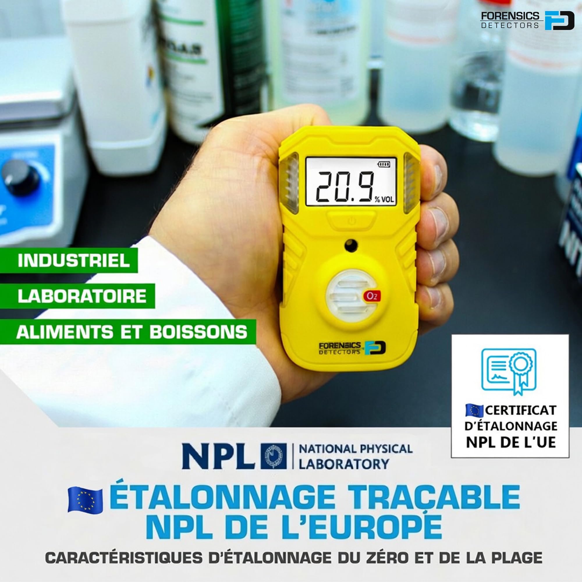 Détecteur d’Oxygène (O2) | Autonomie Batterie 2 Ans | Test De Chute Réussi Depuis 10 Pieds | Étanchéité IP67 | Certificat d'Étalonnage UE