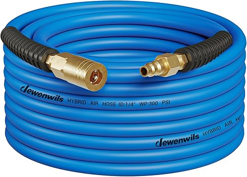 DEWENWILS Manguera de aire híbrida de 14 pulgadas por 6 pies, 300 PSI, manguera de compresor de aire resistente con accesorios de acoplador rápido