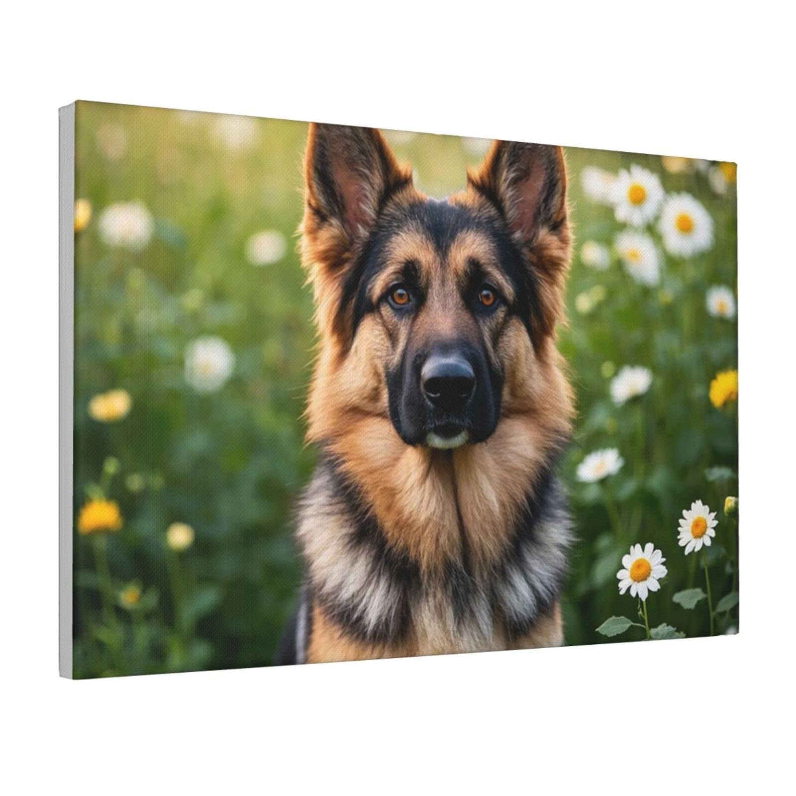 Framed Wall Art for Living Room Art Work, Cute Pet German Shepherd Dog Picture Prints Modern Office Wall Paintings Poster Aesthetic Wall Decorations for Home Decor Ready To Hang 8"x12"