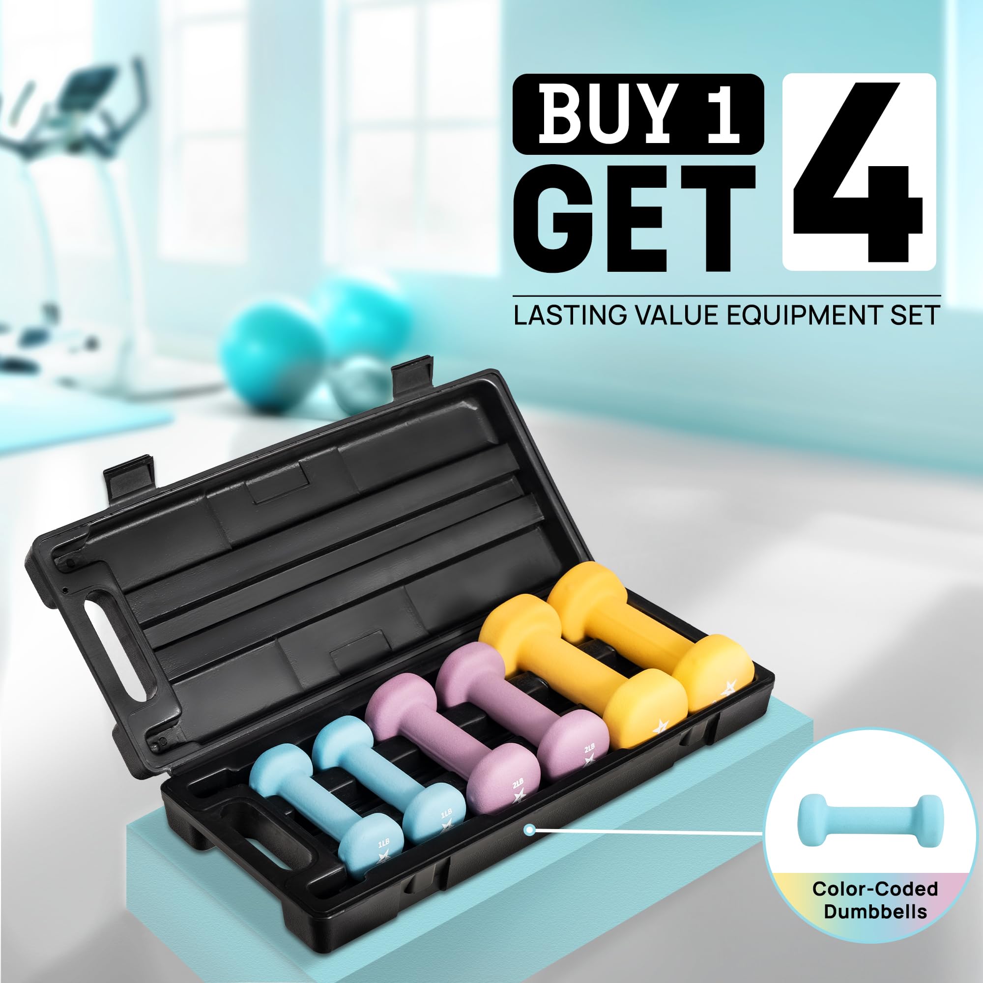 Yes4All Kurzhantel-Set aus Neopren mit Etui, Gewichte, Kurzhantel-Set und Handgewichte für Frauen, Gewichtsset, Übungs- und Fitness-Hanteln für Heim-Fitness-Studio – 6,4 kg & 9 kg Gewichte-Kombination