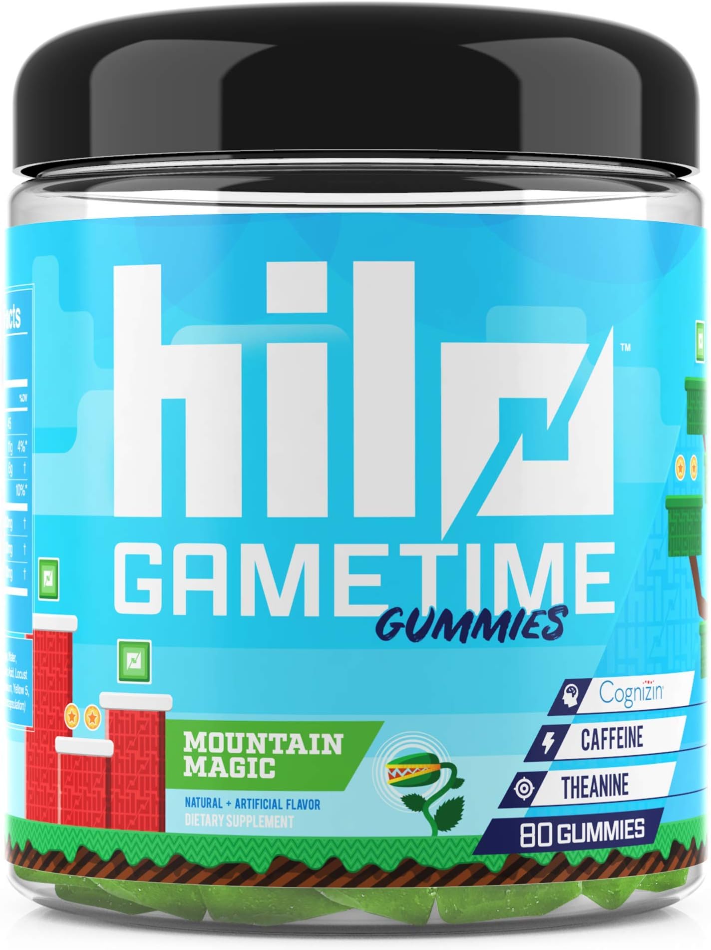 Hilo Gametime Gummies - Nootropic Energy and Focus Enhancer with Cognizin, Caffeine and Theanine - Mountain Magic Flavor, 80 Count