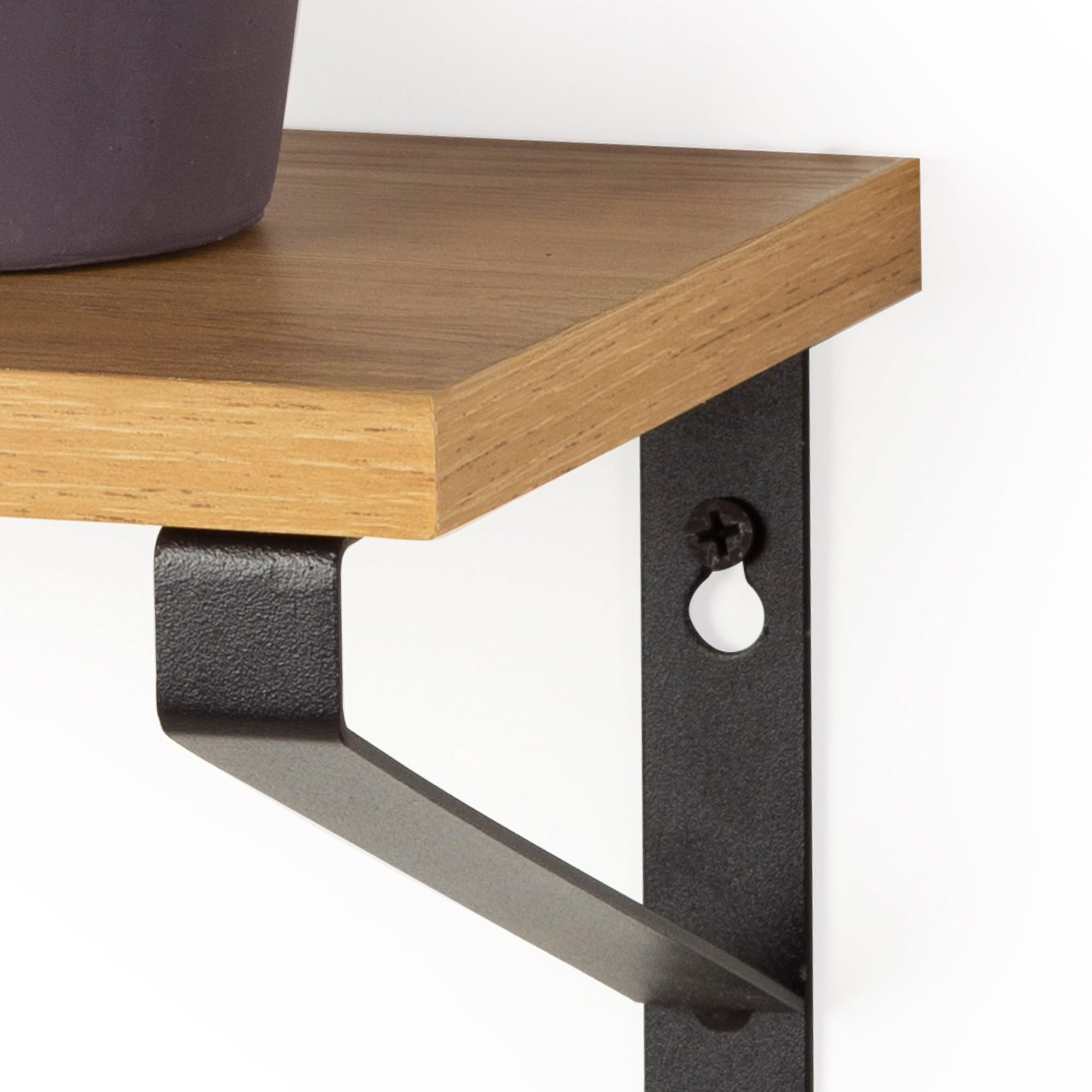 AKTIVE MAX Home Set de 3 estantes de Pared, 42, 34 y 28 cm, Peso máximo 6 kg, con Estructura metálica Negra, Efecto Roble, Decorativa, para salón, Dormitorio, Cocina, Oficina (18484)