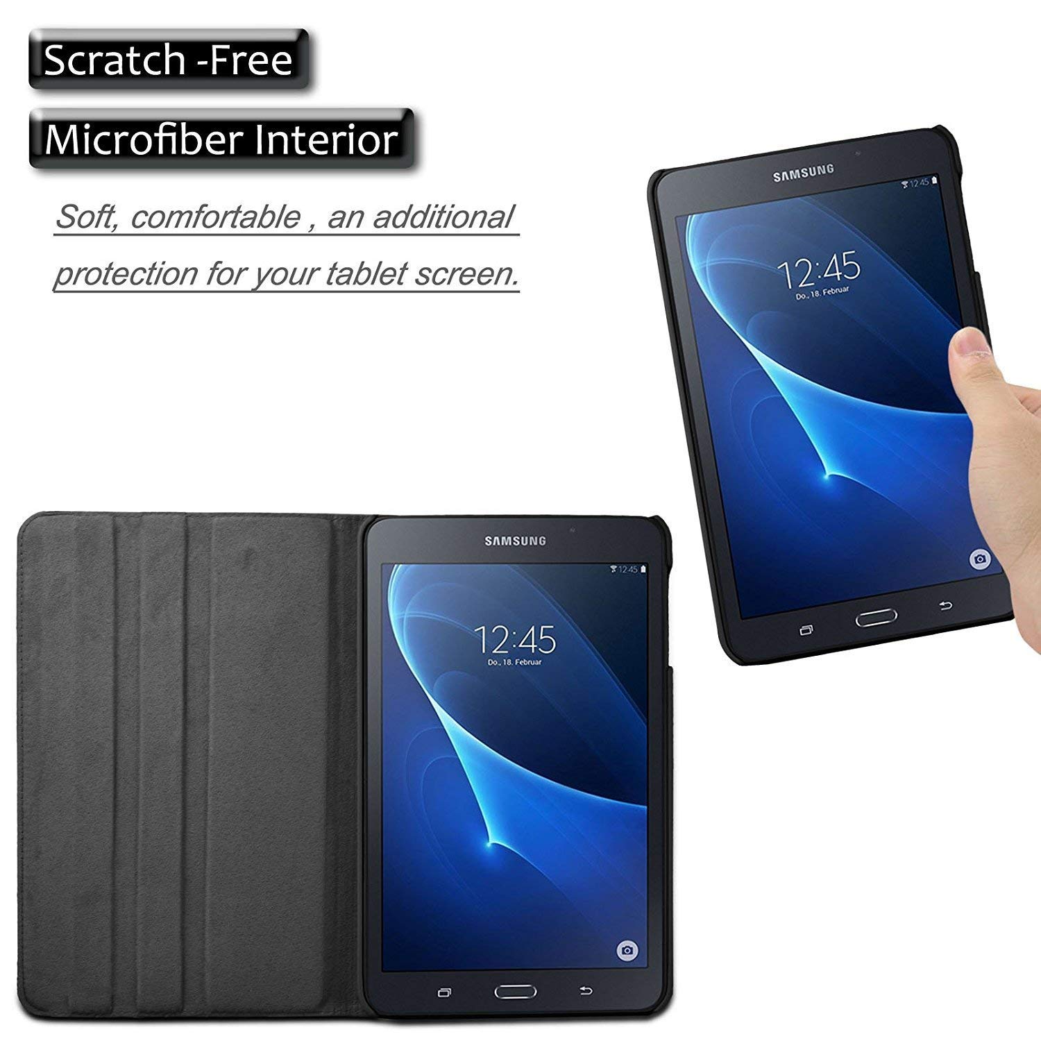 Caseous 360 Degree Rotating Stand Synthetic Leather Folio Flip Cover for Samsung Galaxy Tab A 10.1 inch SM-T580/T585/T587 (Black) — Amazon image 8