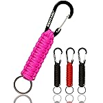 REHTAEL Keychain Paracord Carabiner Men/Women, Military Braided Heavy Duty Key Chain w/Belt Clip D-Ring for Car Keys, Keychain Strap for Backpack Camping Hiking, 4Pcs (2*Black & 1*Pink & 1*Red)