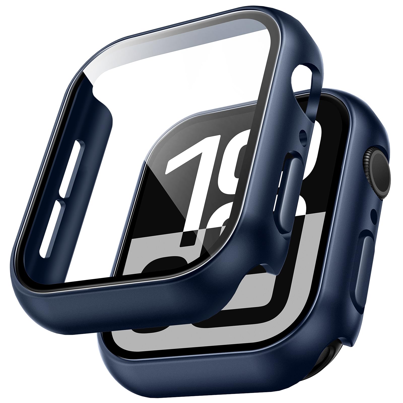 TAURI 2 Pezzi Cover PC Compatibile con Apple Watch Series 10 46mm, 9H in Vetro Temperato,[Tocco Sensibile][HD Clear] Sottile Rigida Custodia per iWatch Series 10 46mm - Blu