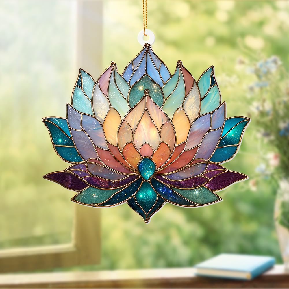 Lotus Suncatcher Review: Stained Glass Acrylic Ornament for Zen Garden Windows & Patio Decor