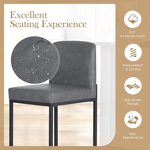 Miniatura 47 de Sophia & William Juego de 2 taburetes de bar marrones, taburetes de bar de 24 pulgadas de altura de mostrador para isla de cocina, taburetes de bar