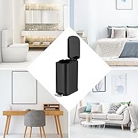 Vista 6 de BETHEBEST Cubo de basura negro de 10 litros/2.6 galones con tapa, cubo de basura delgado con cubo interior extraíble para baño, dormitorio, oficina