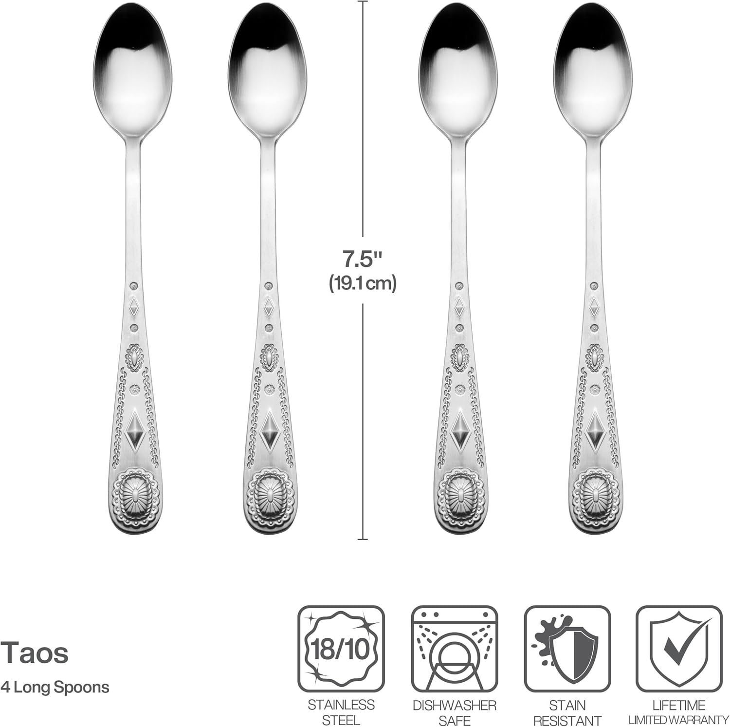 Wallace Taos 18.10 Long Spoons, Set of 4