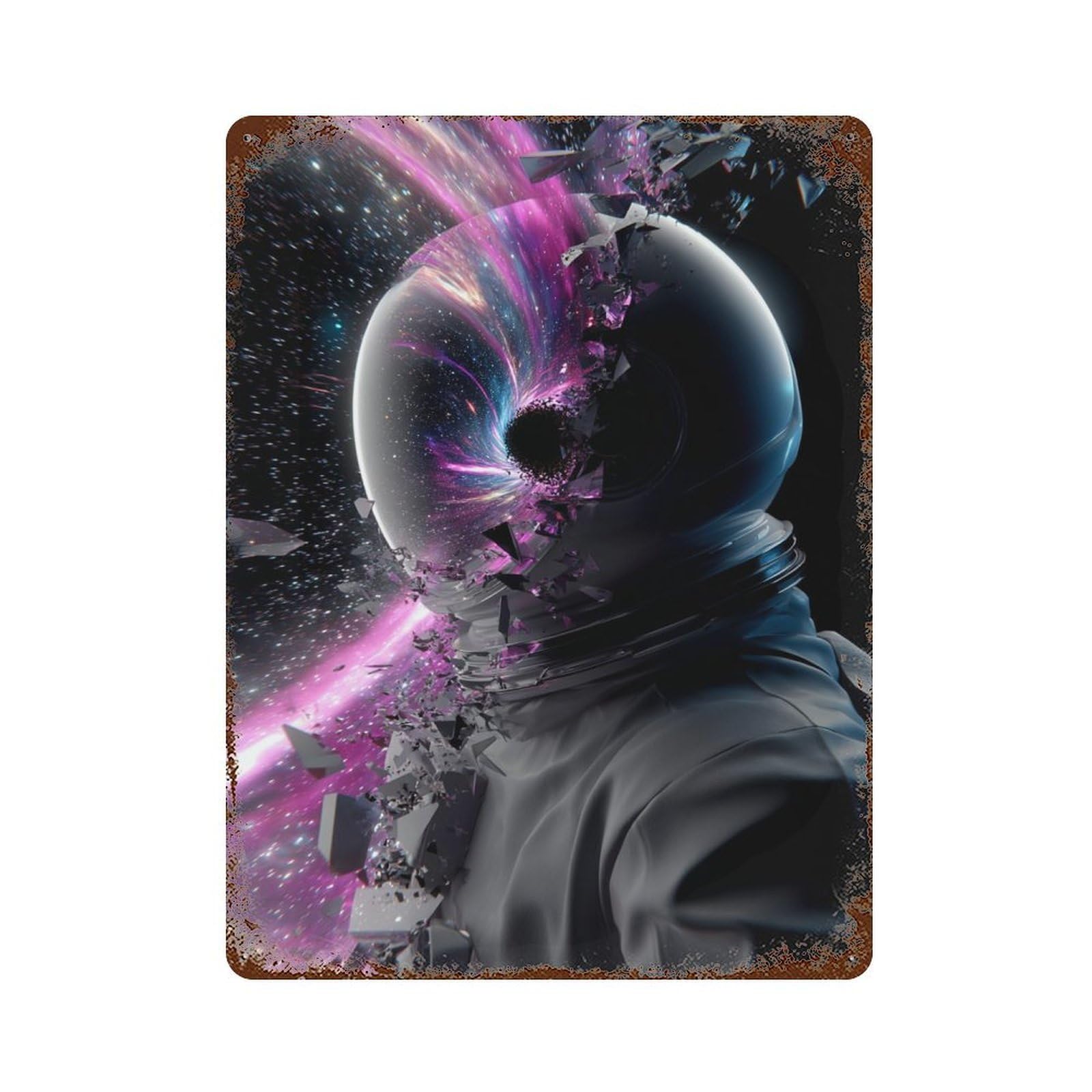 Garage Style Cosmic Astronaut Helmet-4 Vintage Metal Tin Sign 15.7"x11.8", Industrial Home Decor for Bar And Workshop