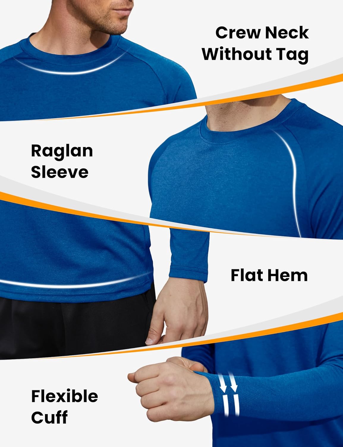 4-7 Pack Long Sleeve Shirts for Men - Quick Dry Moisture Wicking UPF 50+ Sun Protection T-Shirts for Workout Fishing Casual - Image 4