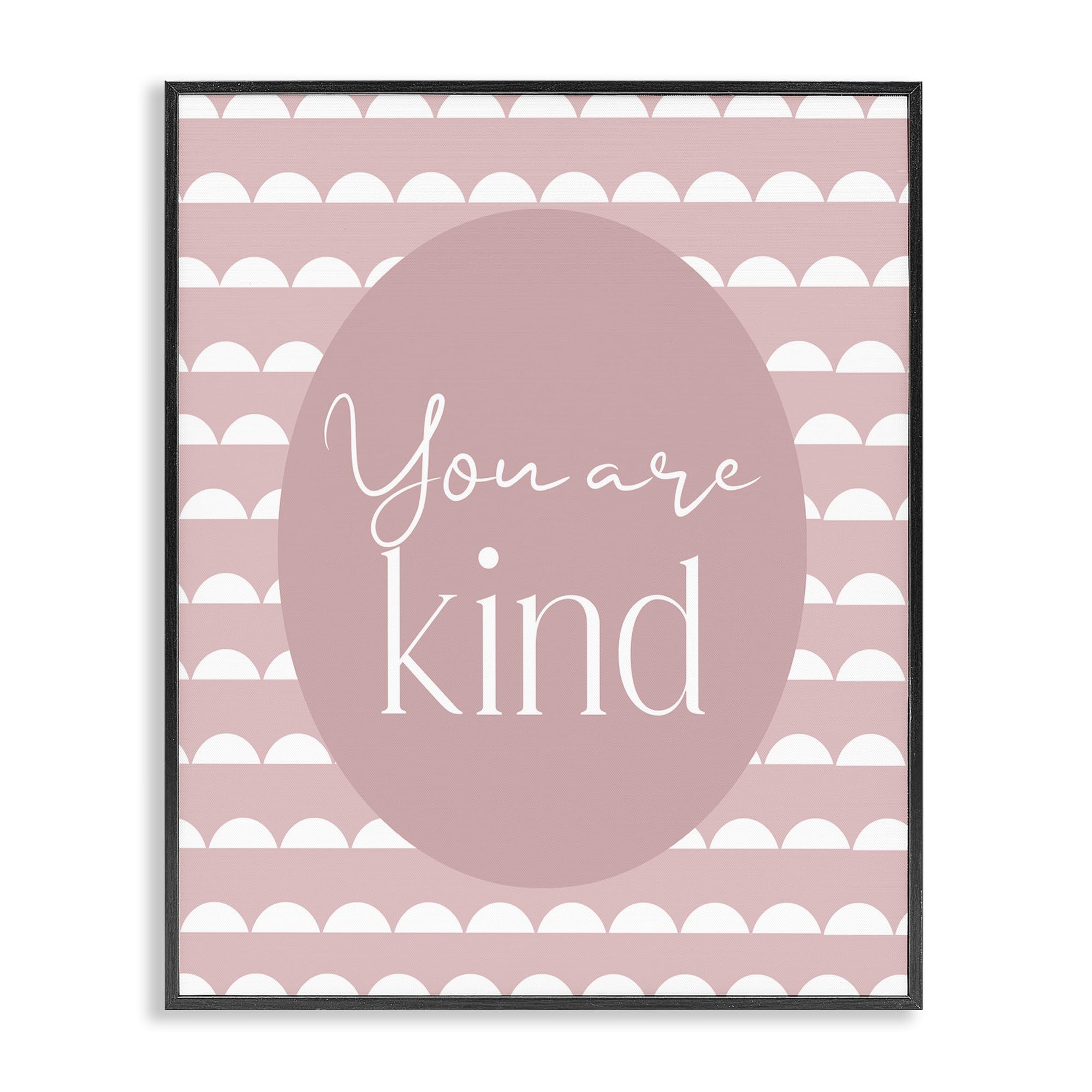 Stupell Industries Midnight Black (Textured) 'You Are Kind Blush Pink'| Framed Giclee Art