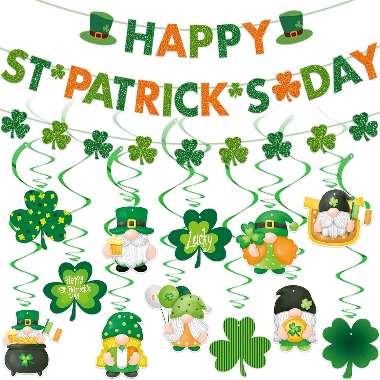 St Patricks Day Hanging Decoration Lucky Green Banners