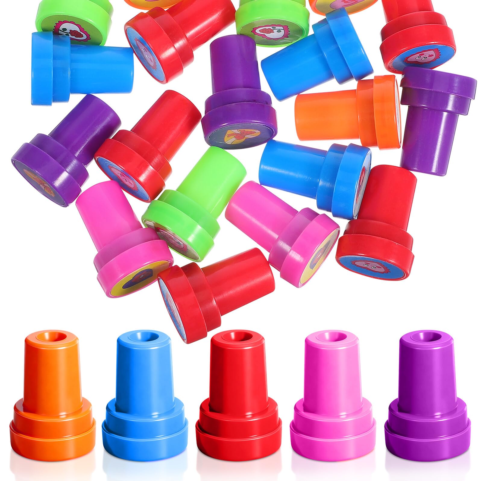 ifundom 20Pcs Heart Stamper Set for Self-Inking Foam Stamps, Assorted Designs for Classroom Rewards, Party Favors, and Craft Activities, Easy to Hold Teacher Supplies