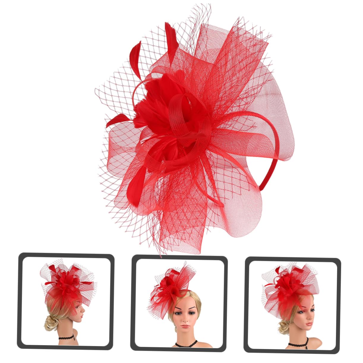 3pezzi Fascinators Rete per Donna con Clip e Cerchietto Cappello Elegante per Feste Matrimoni e Tea Party Leggero e Versatile