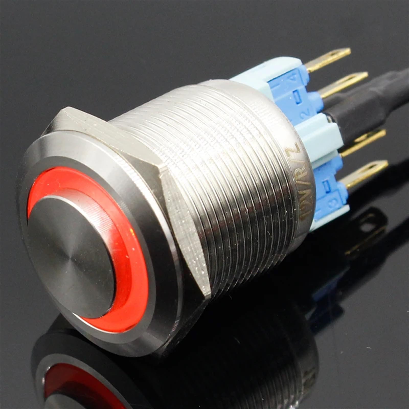 Interruptor de botón de encendido LED de 22mm momentáneo/enganche de Metal autoblocante inoxidable 1 Uds(Green,220V)