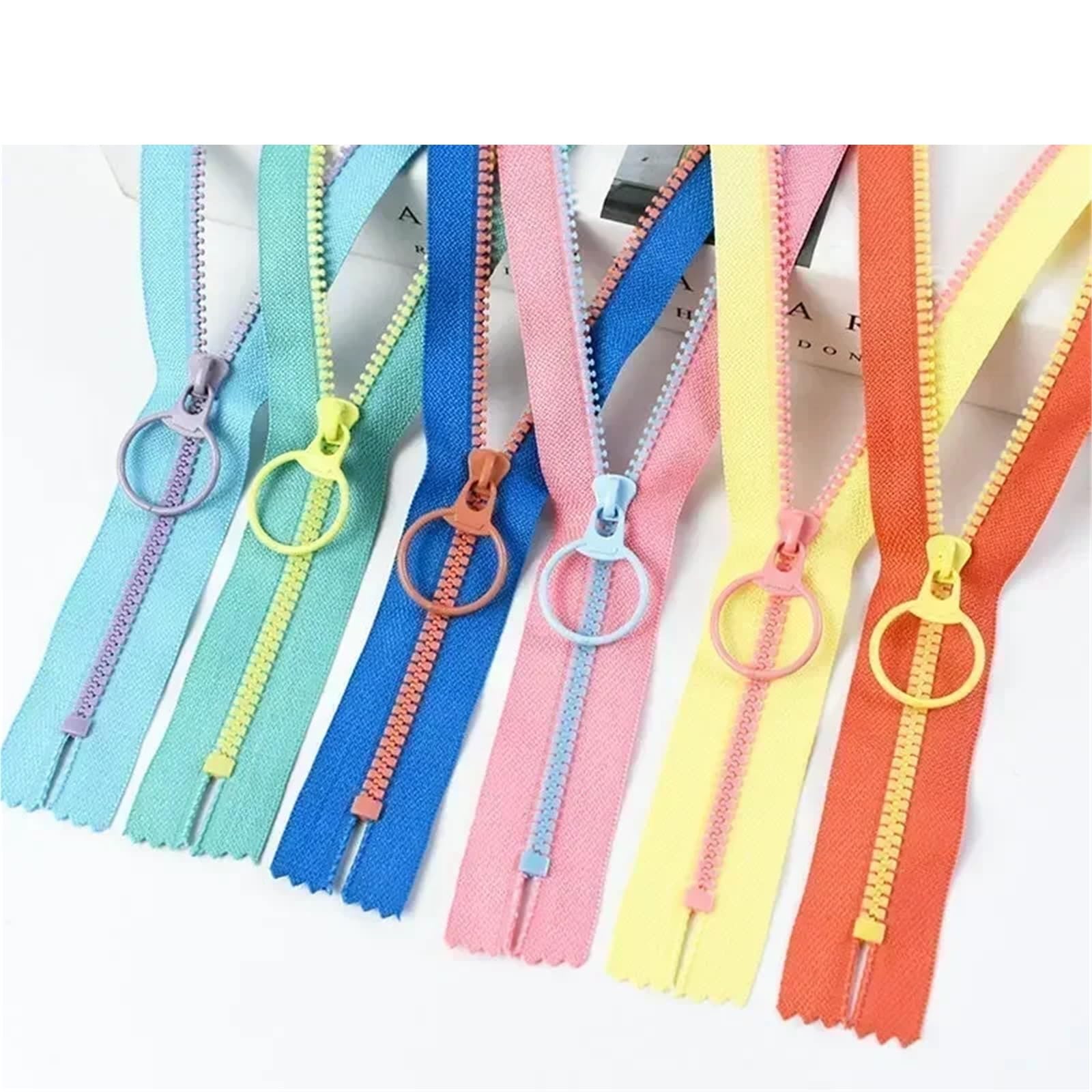 Metall Reißverschluss 10Pcs 15-40cm 3# Resin Zippers Ring Zip Slider ClosedEnd Zipper for Bags Wallet Purse Decor Zips Repair Clothes Sewing Accessory(Pink,20cm)