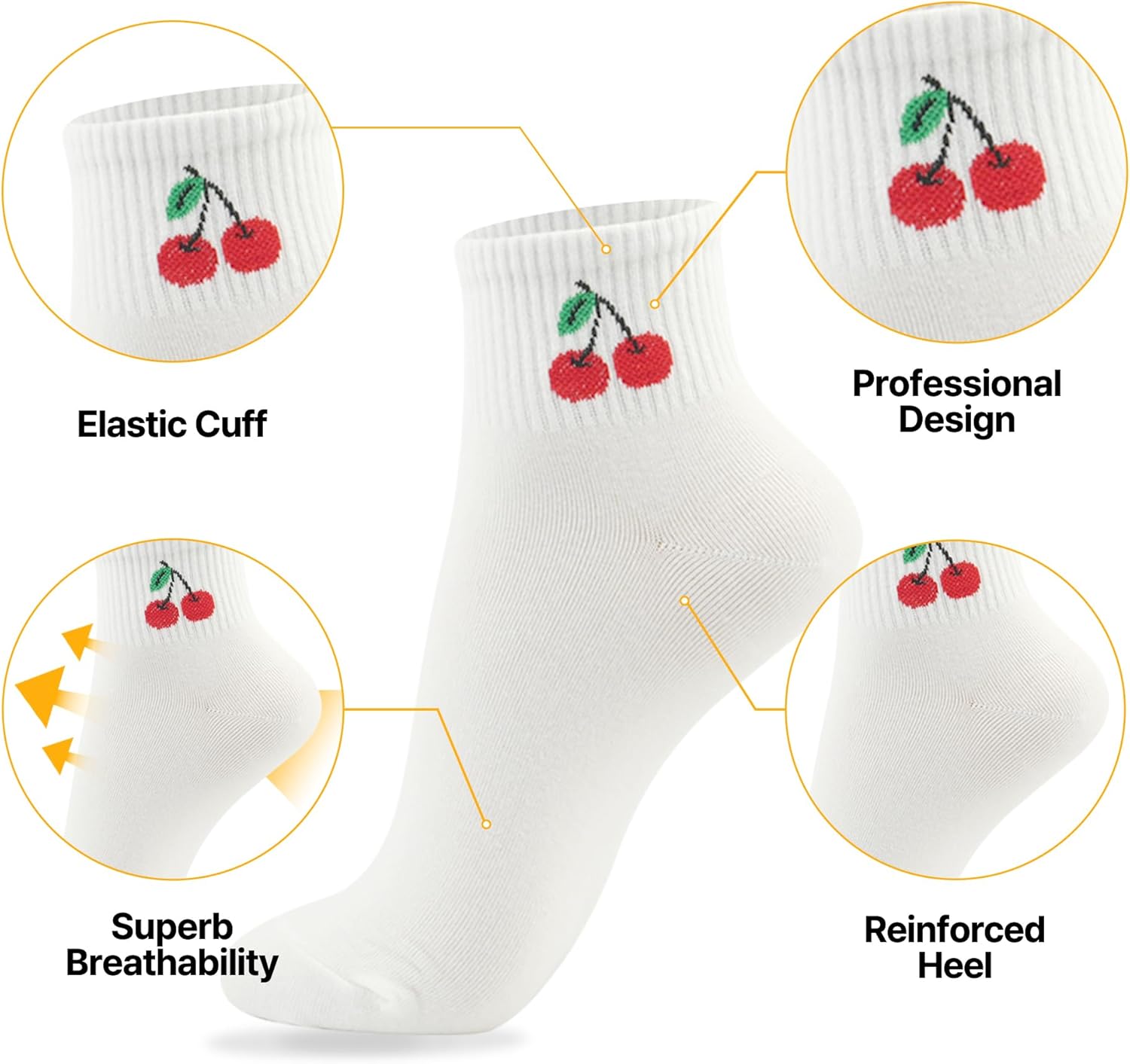 kikiya socks Women Ankle | 4-6 Pairs Heart Design Cute Animal Graphic Novelty Fruit Print Ladies Girls Cotton Socks | US 6-8 - Image 4