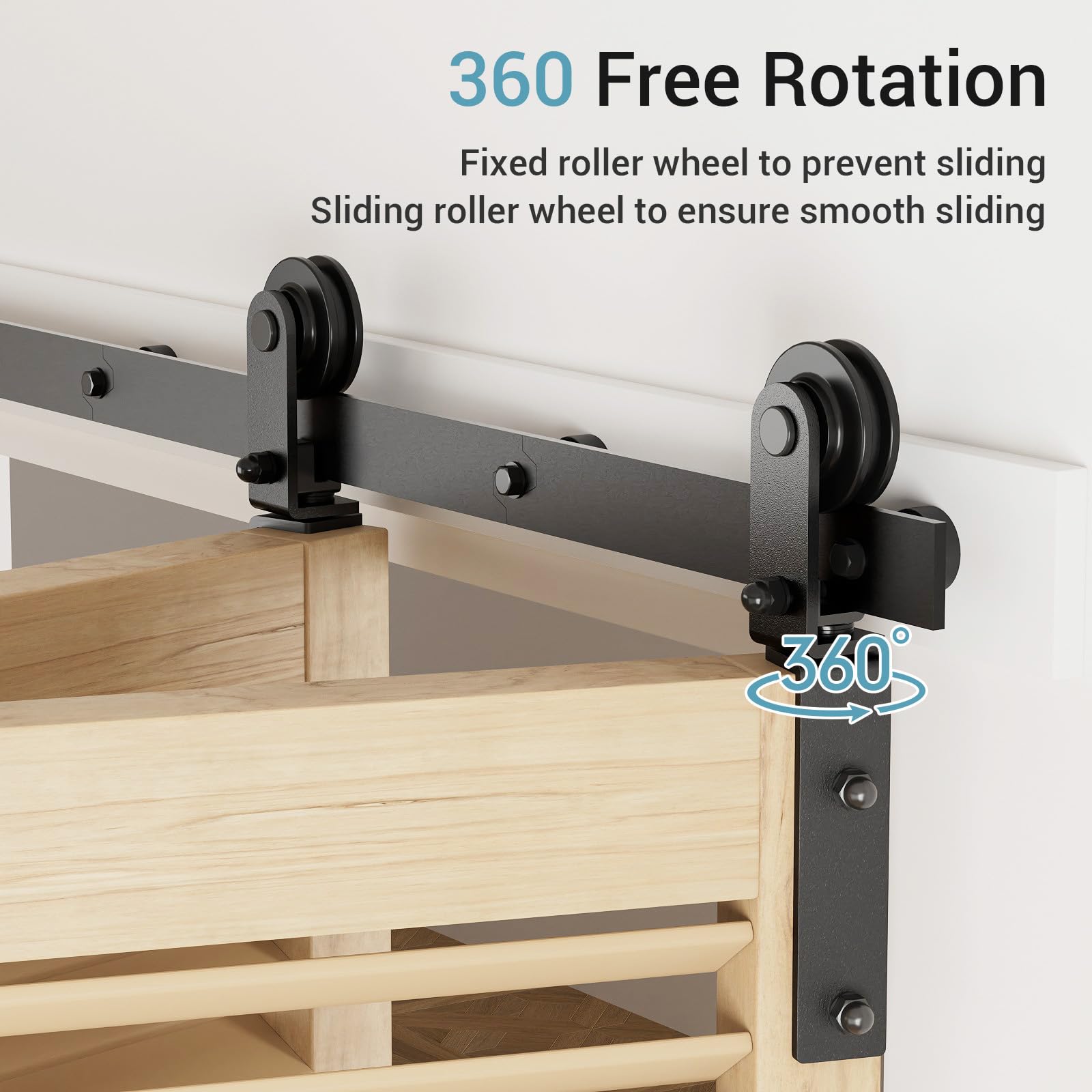 Juego completo de 224 cm para 2 puertas de madera de 109 cm (no incluye puerta), color negro