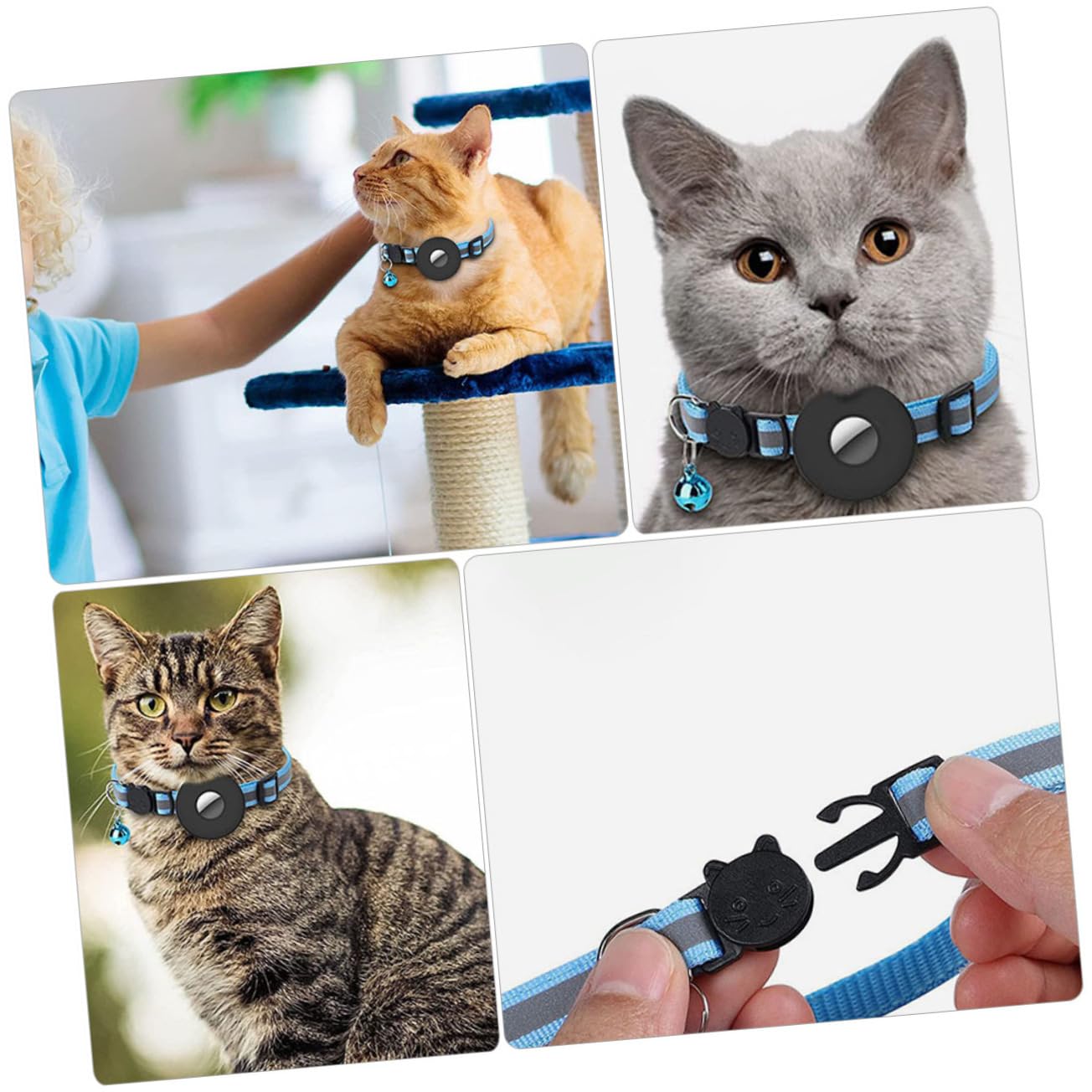 Happyyami 5pièces Collier Réfléchissant Ajustable pour Chien Collier De Sécurité Breakaway pour Animaux Perdants avec Conteneur De Traceur Accessoire Pratique Et Élégant