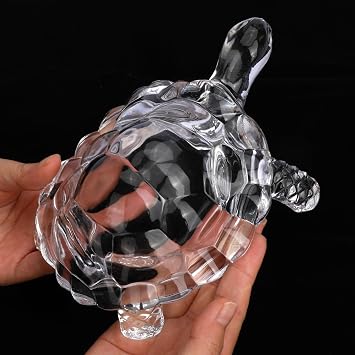 gemshan Glass Turtle Figurine Decor - Feng Shui Longevity Symbol for Home & Office Luck Ornament Hand Blown Glass