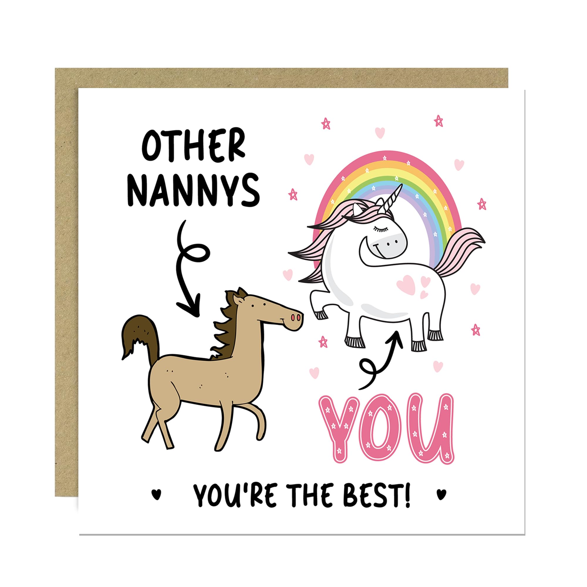 RED OCEAN Funny Card for Mothers Day Birthday Thank You, Nanny, Unicorn Design with Envelope, from Grandson Granddaughter (Nanny Card)