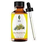 SVA Rue Essential Oil - 1 Fl Oz - 100% Natural Rue Oil - for Diffuser, Hair Care, Face, Skin Care, Aromatherapy, Scalp and Body Massage, Soap and Candle Making - with Dropper